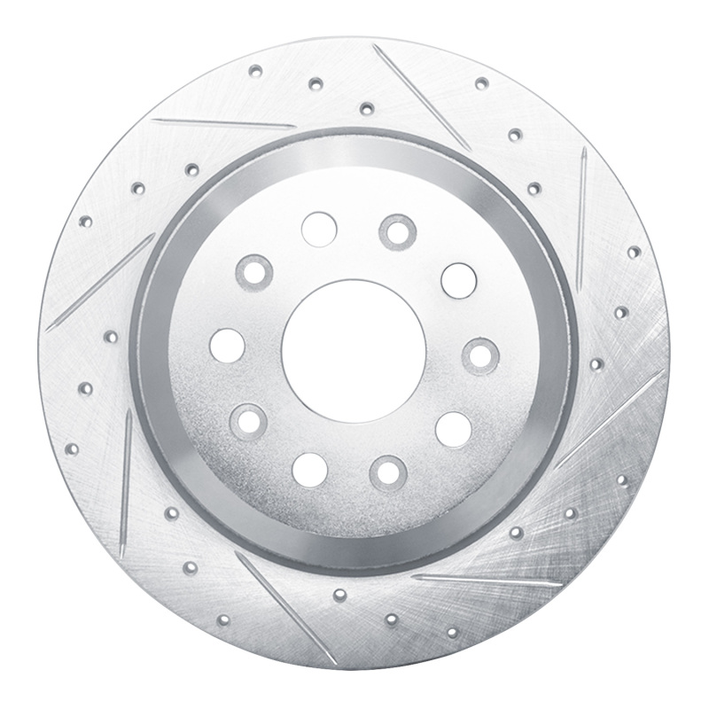 Jeep Grand Cherokee Brake Rotor (1) - Front Right - R1 Concepts - Drilled & Slotted - Silver - `99-`04